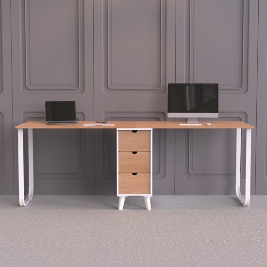 우아미가구 아록 서랍 2인용 책상