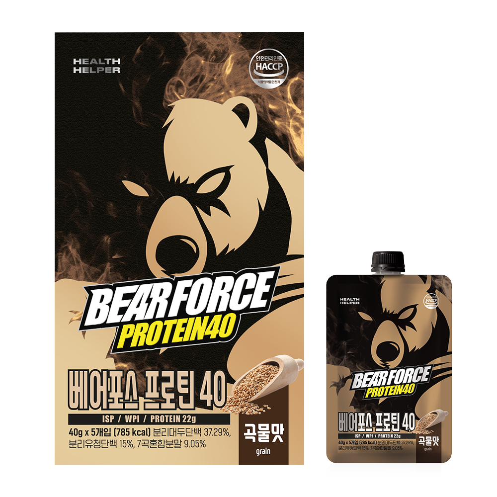헬스헬퍼 베어포스 프로틴 40 곡물맛 5포 (1개)