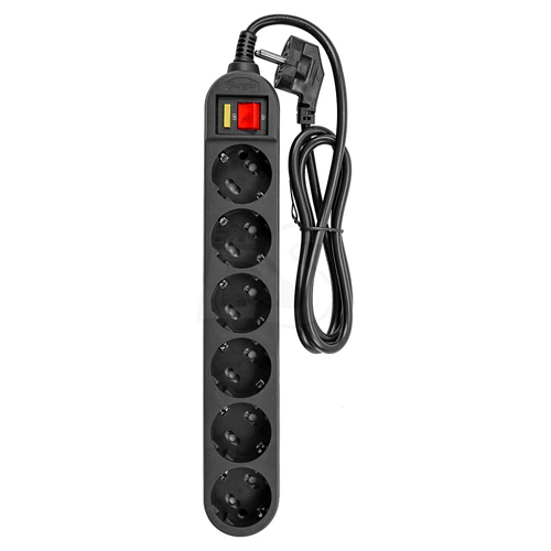 대현써지오 6구 10A 메인스위치 멀티탭 블랙 (10m)_이미지