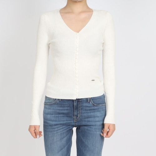 게스 여성 브이넥 슬림 단추 가디건_YL1S2652