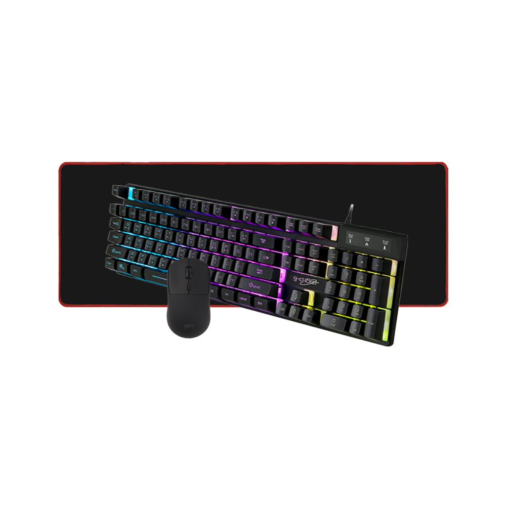 지클릭커 GMK-315C 키보드 마우스 장패드 세트 (블랙)_이미지