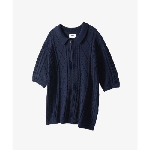 토피 TOFFEE 피셔맨 집업 카라 하프 니트 NAVY T4S-FZCHKN313 675597_이미지