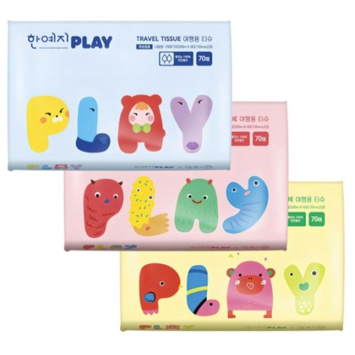 한예지 플레이 여행용티슈 70매 (3입) (6팩(18입))
