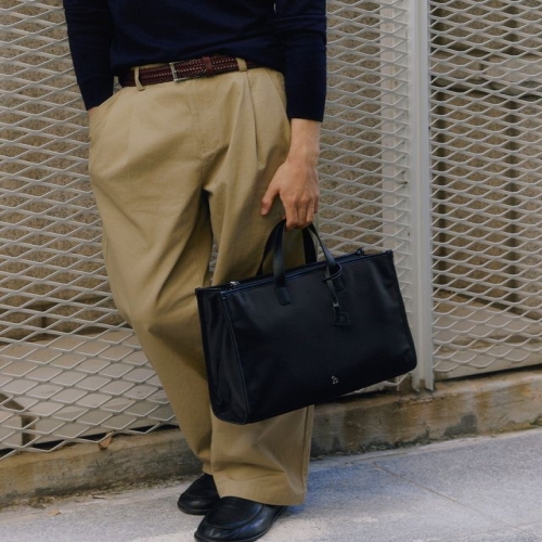 LF 헤지스 14인치 노트북 수납가능 아이코닉 블랙 나일론 탑집 서류가방 HJBA5FE50BK