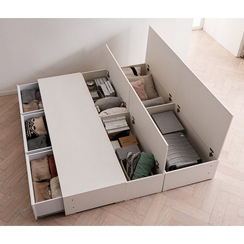 삼익가구 래디슨 아트월 수납 호텔 LED침대 Q (7존독립스프링)_이미지