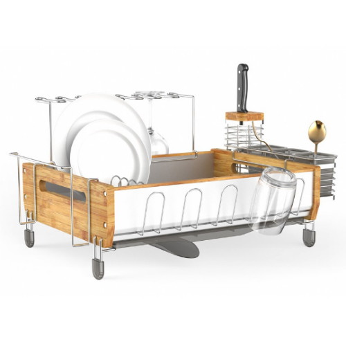 휴바트 ㅤ2020NEW 프리미엄 대형 뱀부 대나무 식기건조대 (1단)_이미지