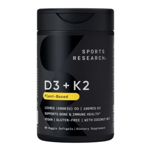 스포츠리서치 비타민D3 + K2 식물성 125mcg (5000IU) 60캡슐 (1개)_이미지