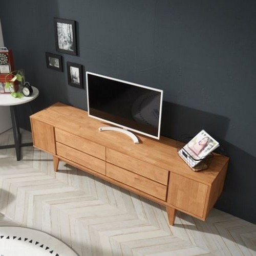 아름이와다움이 에센스 고무나무 원목 2단 거실장 1800