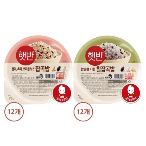 CJ제일제당 햇반 매일찰잡곡밥 210g 12개 + 흑미밥 210g 12개