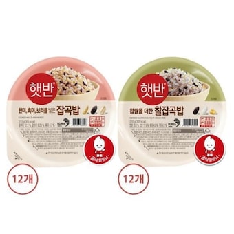 CJ제일제당 <b>햇반</b> 매일찰잡곡밥 <b>210g</b> 12개 + 흑미밥 <b>210g</b> 12개