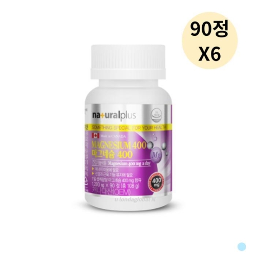 내츄럴플러스 마그네슘 400 1200mg 90정 (6개)_이미지