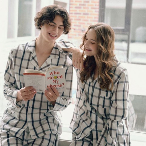 400985 여자 남자 수면잠옷 겨울면 기모 체크