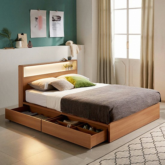 베드리움 데코 서랍형 LED침대 Q (매트별도)_이미지