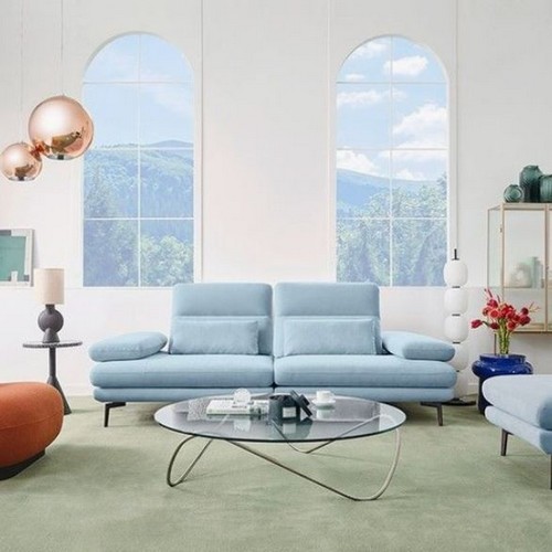 에싸 클래시카 스윙기능 리브 패브릭 소파 3인용 (스툴포함)