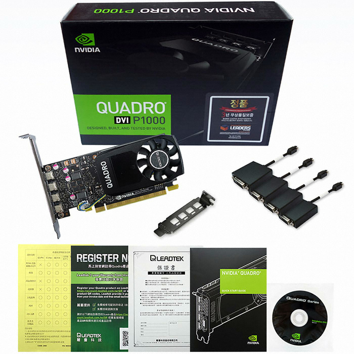 NVIDIA 쿼드로 P1000 MDP to DVI D5 4GB 리더스시스템즈_이미지