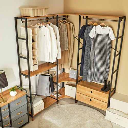 상도가구 모던하임 코너형 시스템행거 드레스룸 세트 2200_이미지