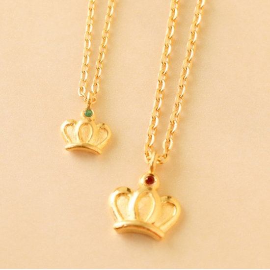 로얄 크라운 탄생석 아기 돌목걸이(순금 체인 포함) 7.5g