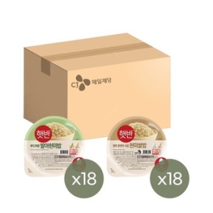 CJ제일제당 햇반 발아현미밥 210g 18개 + 현미쌀밥 210g 18개