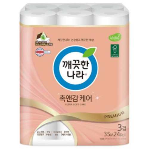깨끗한나라 촉앤감 케어 35m (24롤) (2팩)_이미지