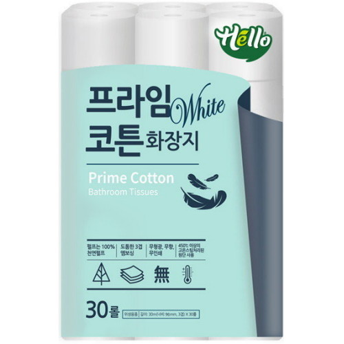  헬로 프라임 코튼 30m (30롤) [6팩]