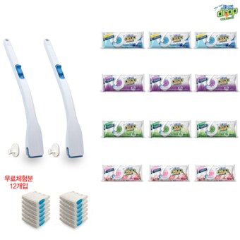 <b>이지</b><b>드롭</b> 변기크리너 핸들 + 걸이 + 리필 12개입