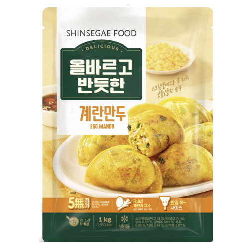 신세계푸드 올바르고 반듯한 계란만두 1kg (2개)_이미지
