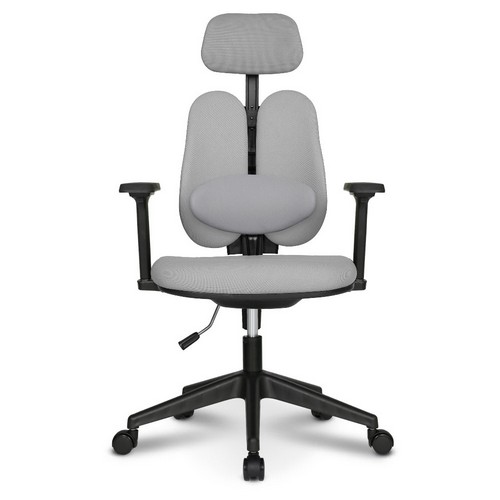 체어포커스 듀얼와이드 프리미엄 대요추헤더형 조절팔 블랙바디 의자 DU-Y69 (패브릭등판)_이미지