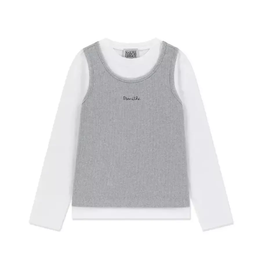 마리떼 키즈 KIDS W 2 IN 1 LAYERED LONG SLEEVE TEE heather gray MFE46FLS101HGY_이미지