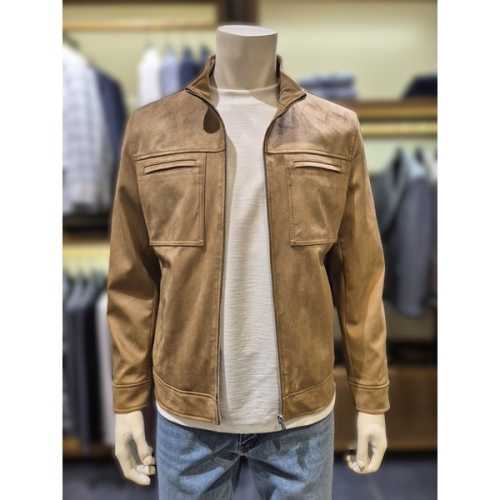 HMSA5UA23A 카멜 인조가죽 스웨이드 트래커 블루종 점퍼