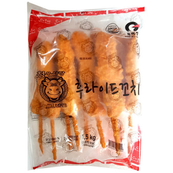 청우푸드 그린쉘 후라이드 꼬치 1.5kg이미지입니다. 누르면 해당 게시물로 새창이동합니다.