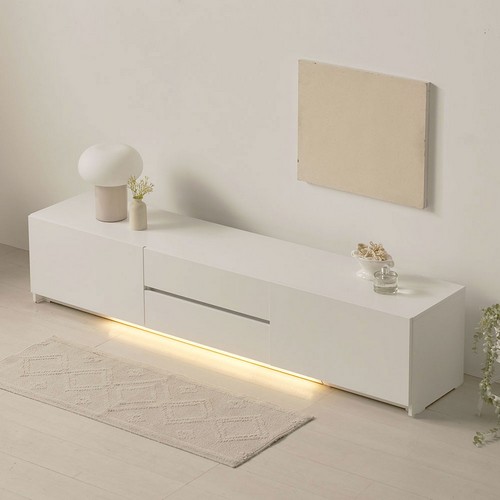 아씨방 미온 LED 조명 서랍 TV다이 수납 거실장 1500