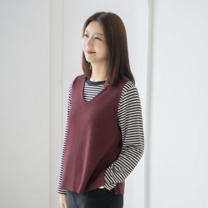 마담4060 엄마옷 조끼 중년여성 베스트 베이직단추-YVE2509027