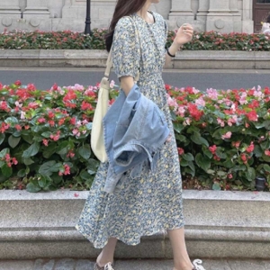 보드미 여자원피스 시원한 플라워 드레스 쉬폰 원피스 여름 하객룩 코디_이미지