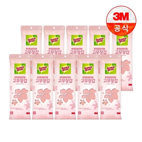 3M 스카치브라이트 베이비핑크 고무장갑 (소) (10켤레)_이미지