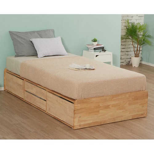 라자가구 위드 팀버 원목 4서랍 침대 SS (매트별도)_이미지