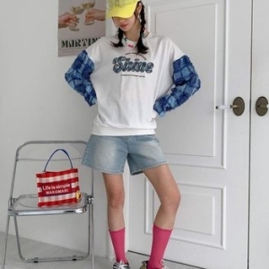 수프 KST7165드어마 링 맨투맨 프린지 여성 키치룩 레터링 배색_18164554_597559