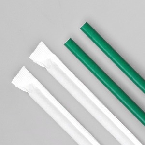 해피팩 카페 일회용 개별포장 종이빨대 그린 소량 1봉 250P / 7x210mm_이미지