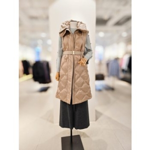 더아이잗컬렉션 구스다운 롱 후드 패딩 베스트 CRBA2PD701
