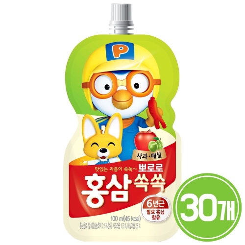 건강마을 팔도 뽀로로 홍삼쏙쏙 사과매실 100ml 30포