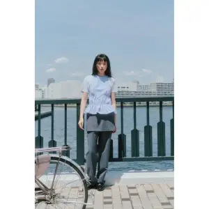 자라 국내 여성 스트라이프 포플린 홀터 탑 블루 372835_이미지