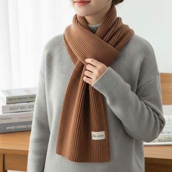 남성 488IVF56 여성 깔끔한 디자인 겨울 방한 아이템 도톰 골지 라벨 목도리 머플러_이미지