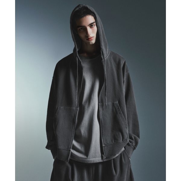 무신사 스탠다드 스탠다드 피그먼트 오버사이즈 후디드 스웨트 집업 차콜 그레이 272483 FE4352378-E2B_이미지