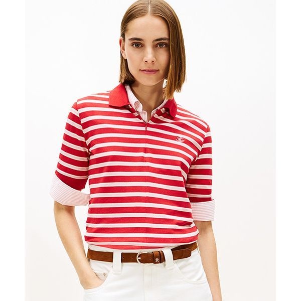 타미힐피거 TOMMY HILFIGER 히든 하프 집업 폴로 티셔츠 T22G0TPI032WT10EW 147802_이미지