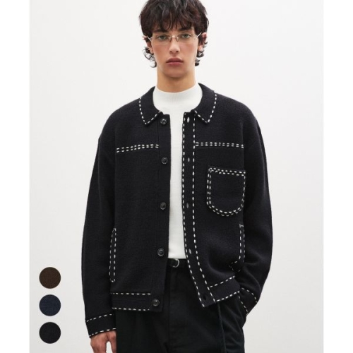 SUARE 울 핸드 스티치 트러커 니트 자켓 3 C오로 OLOR 1013269