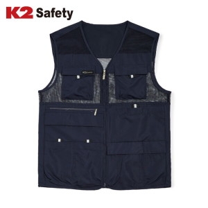 워크웨어 K2 세이프티 21VE-615R 타슬란 소재 멀티포켓 여름 메쉬 안전 조끼 베스트 110