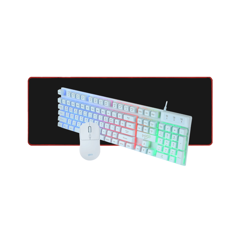 지클릭커 GMK-315C 키보드 마우스 장패드 세트 (스카이블루)_이미지