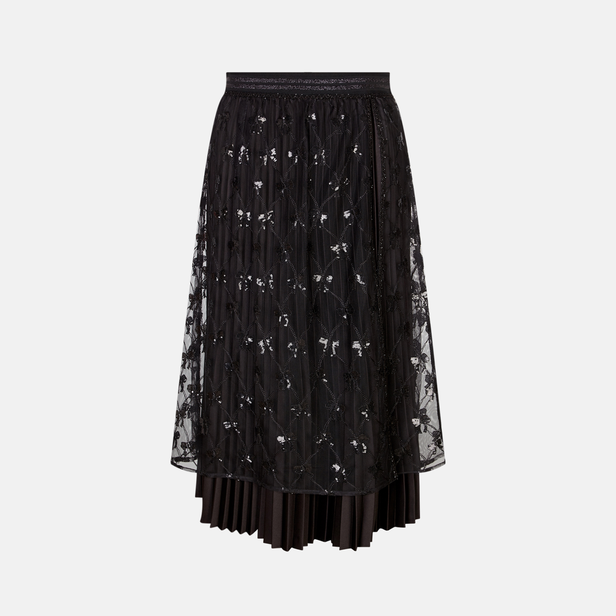 기비 스팽글 레이스 레이어드 롱 스커트 GY26S1FRK5599