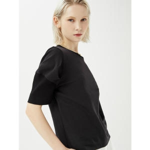 대현 듀엘 니트 슬리브 골지 티셔츠 BK_D242MSM038