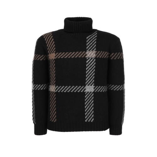 LF 닥스 남성 블랙 라쿤 울 혼방 코너 체크 스웨터_DMSW5DF02BK_이미지
