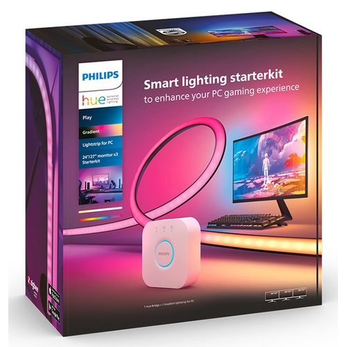 필립스 LED hue play 그라디언트 PC 라이트스트립 24-27인치 모니터용 스타터킷